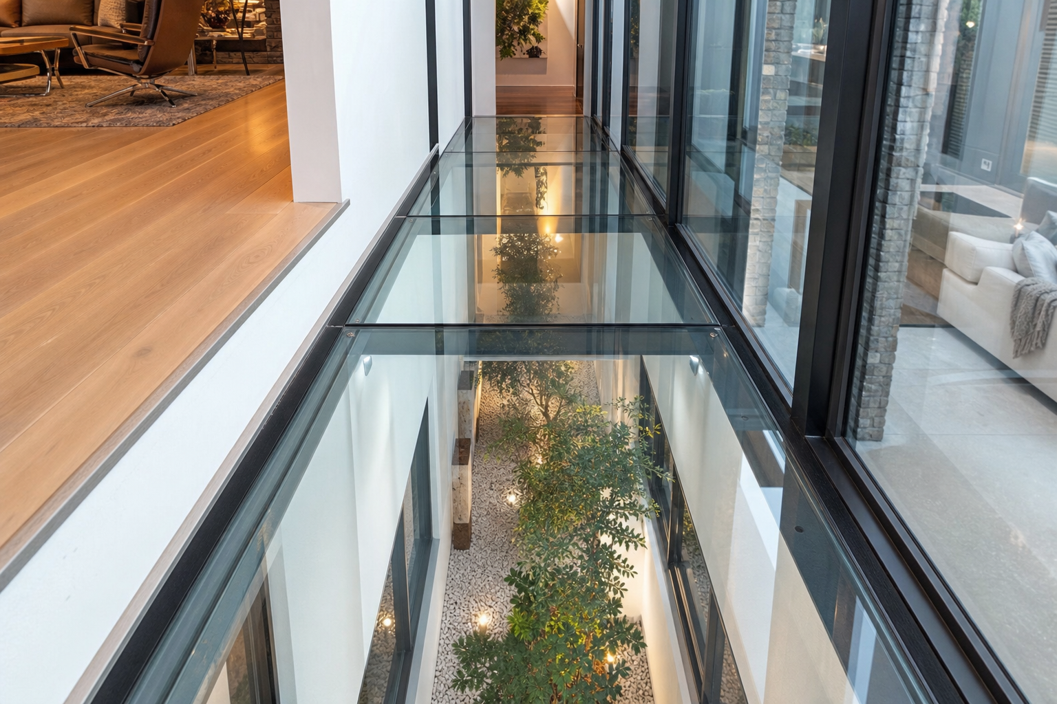 Walk-on structural glass floor