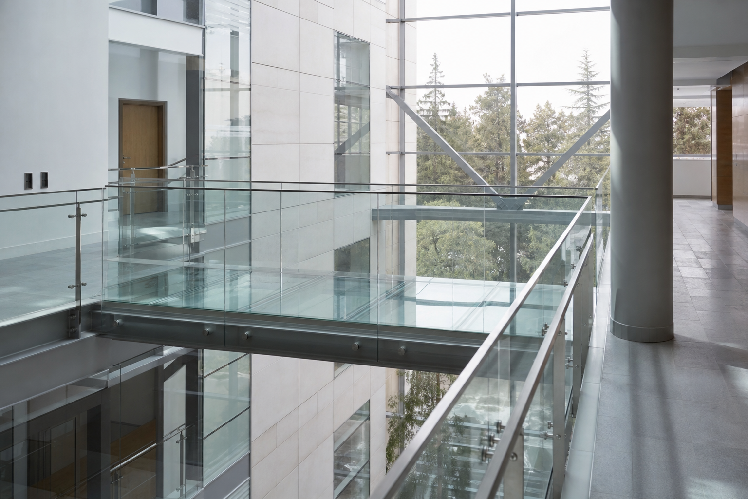 Roof terrace walk-on glass panel integrated with decking, correct glass thickness