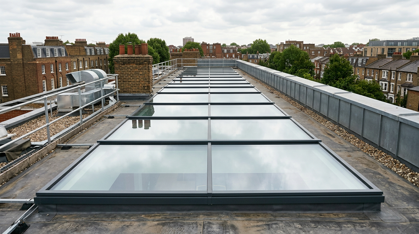 Modular rooflights over an open-plan living space
